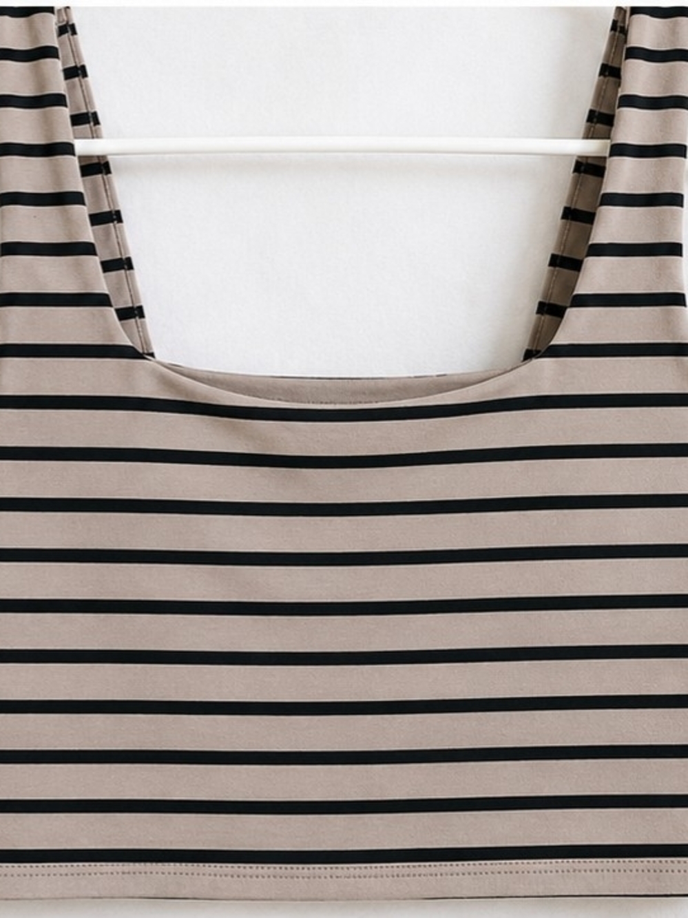 The Workshop Striped Scoop Neck Crop Top - Black & Taupe